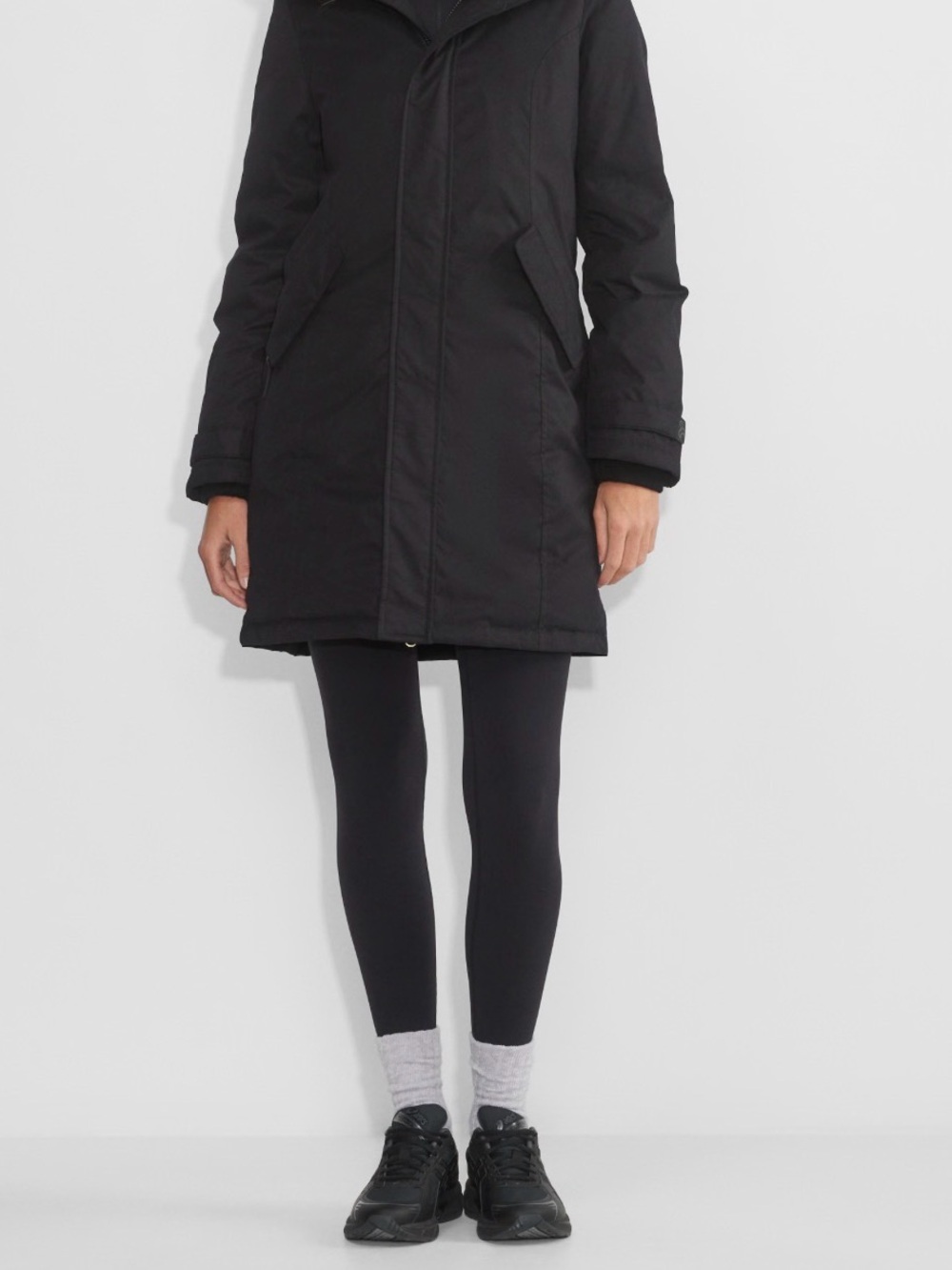 TNA Women's Black Faux-Fur Lined Winter Coat